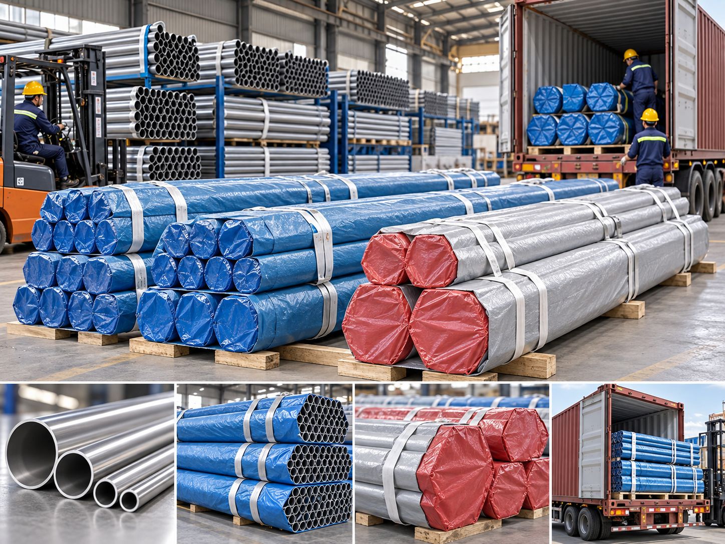 Stainless steel round tube export packaging and container loading