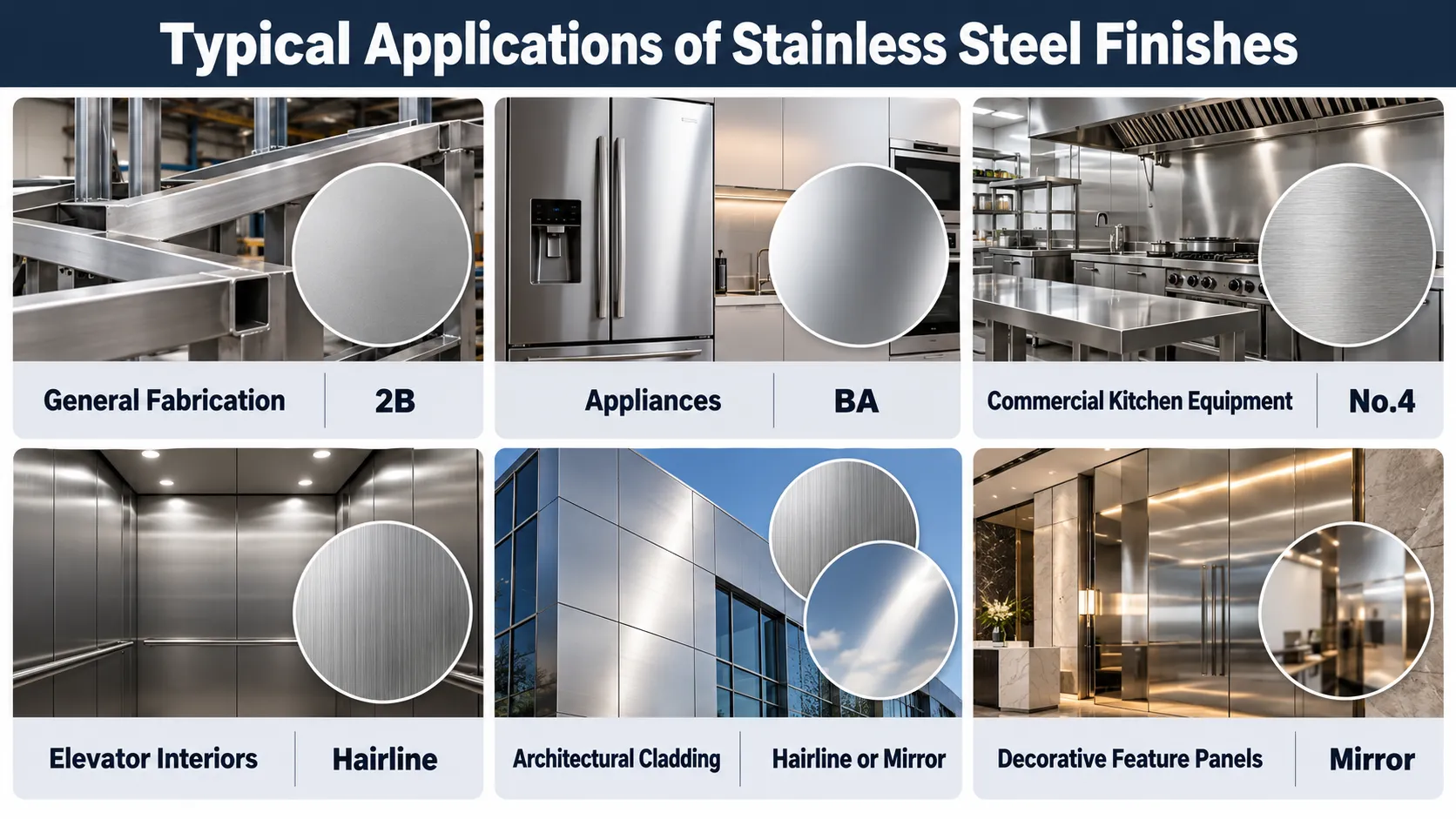 Stainless Steel Surface Finishes: 2B vs BA vs No.4 vs HL vs Mirror 35 Typical applications of stainless steel finishes